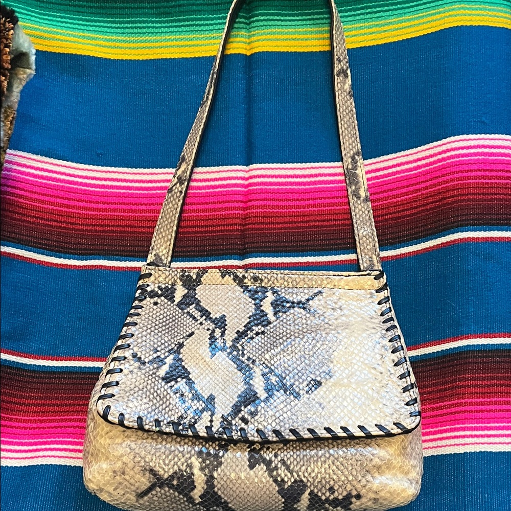 Donald J. Pliner Snakeskin Beige Shoulder Bag